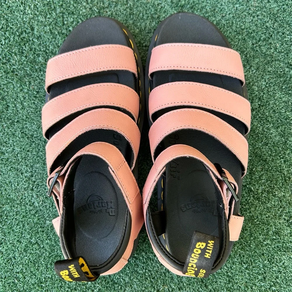 NWT Dr. Martens Blaire Strap Sandal Pisa Leather Peach Pink Beige 8